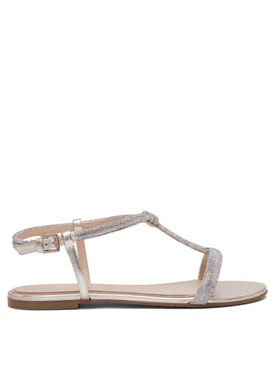 Ninalilou Embellished T-strap Sandals In Silver