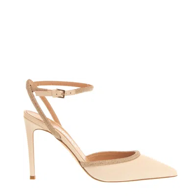 Ninalilou Slingback Nappa Sandals With Strass Details And 90mm Heel In White