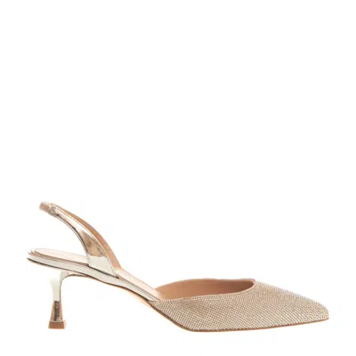 Ninalilou Slingback Pumps With Crystal Strass And 55mm Heel In Gold