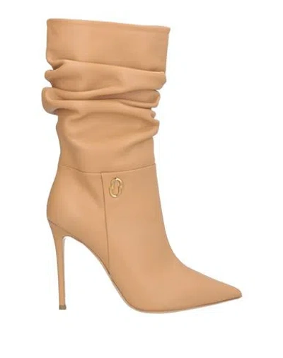 Ninalilou Woman Ankle Boots Sand Size 8 Leather In Beige