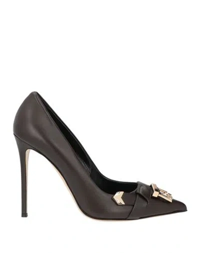 Ninalilou Woman Pumps Dark Brown Size 9 Leather