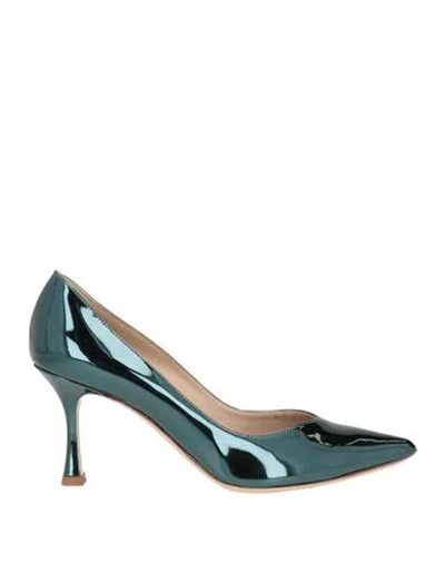 Ninalilou Woman Pumps Dark Green Size 7 Leather
