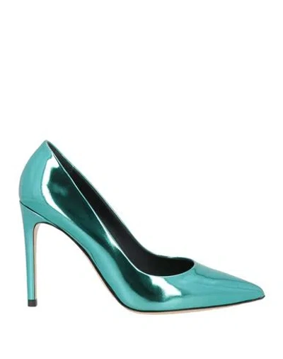 Ninalilou Woman Pumps Emerald Green Size 10 Leather
