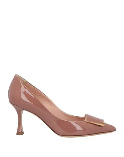 Ninalilou Woman Pumps Pastel Pink Size 7 Leather In Brown