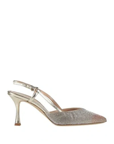 Ninalilou Woman Pumps Platinum Size 8 Leather In Gold