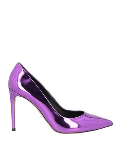 Ninalilou Woman Pumps Purple Size 10 Leather