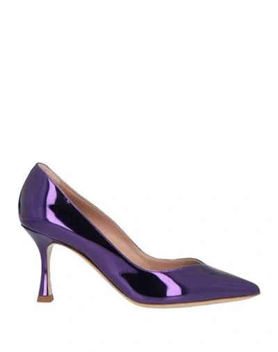Ninalilou Woman Pumps Purple Size 8 Leather