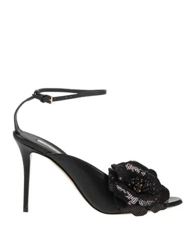 Ninalilou Woman Sandals Black Size 7 Leather