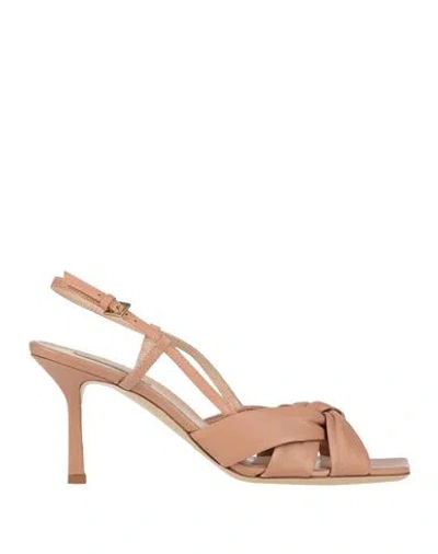 Ninalilou Woman Sandals Blush Size 11 Leather In Pink