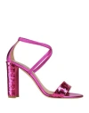 Ninalilou Woman Sandals Fuchsia Size 6 Textile Fibers In Pink