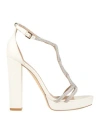 Ninalilou Woman Sandals Ivory Size 8 Leather In White