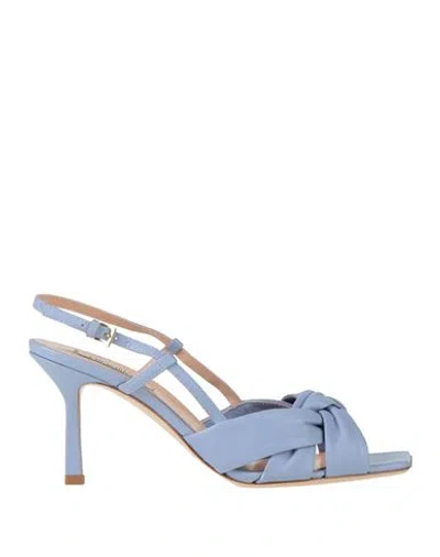 Ninalilou Woman Sandals Lilac Size 8 Leather In Blue
