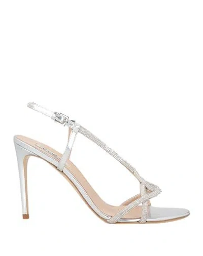 Ninalilou Woman Sandals Silver Size 11 Leather In Metallic