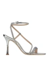 Ninalilou Woman Sandals Silver Size 6.5 Leather In Silver