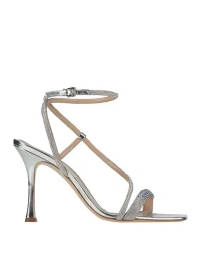 Ninalilou Woman Sandals Silver Size 6.5 Leather