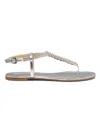 Ninalilou Leather Flat Sandal In Silver