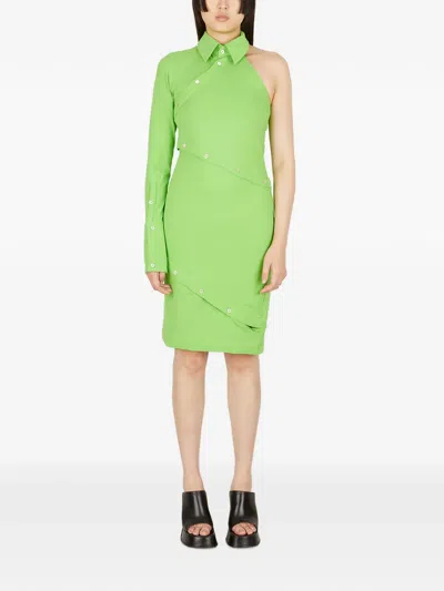 Ninamounah Collar Button Cut-outs Dress In Green