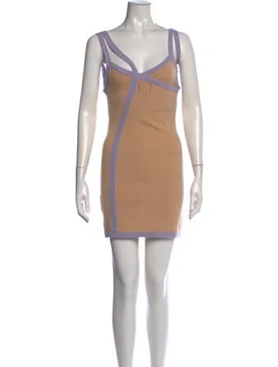 Pre-owned Ninamounah Merino Wool Mini Dress In Neutral