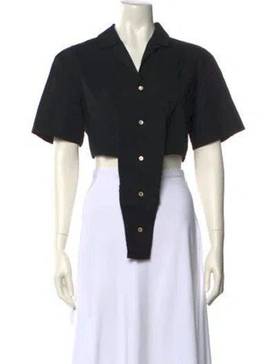 Pre-owned Ninamounah Short Sleeve Crop Top In Black