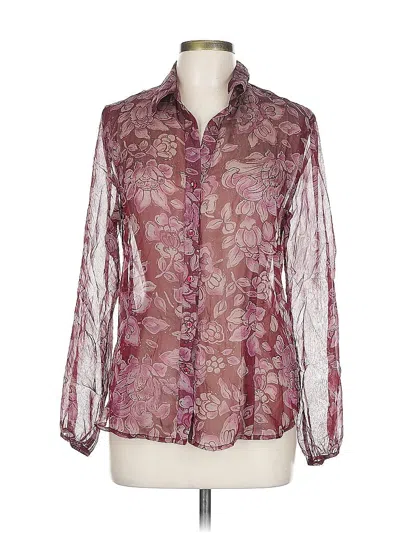 Pre-owned Nine & Company Long Sleeve Blouse In Burgundy