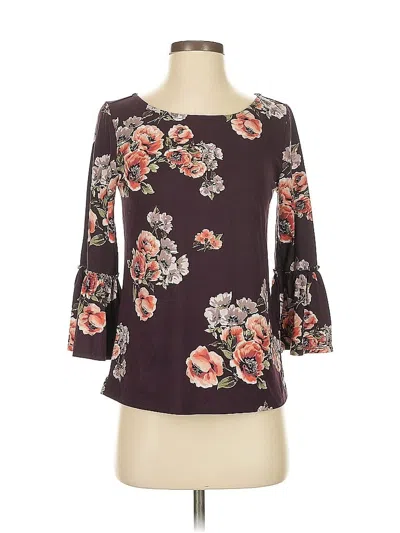 Pre-owned Nine Britton 3/4 Sleeve Blouse In Burgundy