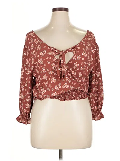 Pre-owned Nine Britton 3/4 Sleeve Blouse In Burgundy