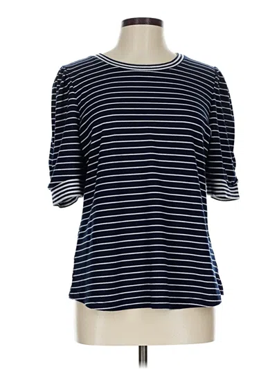 Pre-owned Nine Britton 3/4 Sleeve Top Blue Boatneck Tops