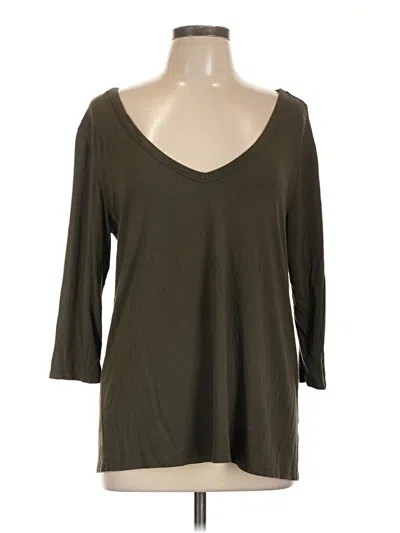 Pre-owned Nine Britton 3/4 Sleeve Top Brown V Neck Tops