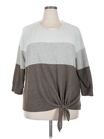Pre-owned Nine Britton 3/4 Sleeve Top Gray Crew Neck Tops