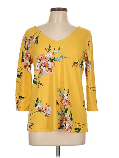 Pre-owned Nine Britton 3/4 Sleeve Top Yellow Scoop Neck Tops