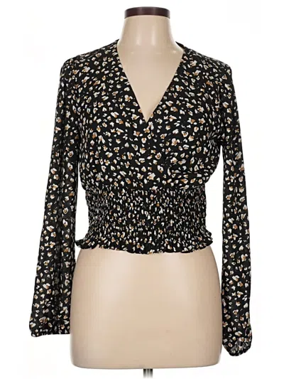 Pre-owned Nine Britton Long Sleeve Blouse In Black