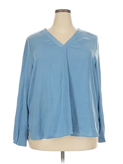 Pre-owned Nine Britton Long Sleeve Blouse In Blue