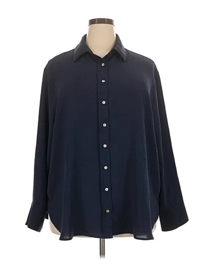 Pre-owned Nine Britton Long Sleeve Blouse In Blue