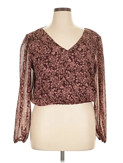 Pre-owned Nine Britton Long Sleeve Blouse In Brown