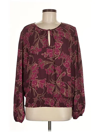 Pre-owned Nine Britton Long Sleeve Blouse In Burgundy