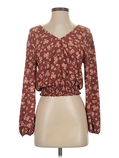 Pre-owned Nine Britton Long Sleeve Blouse In Burgundy