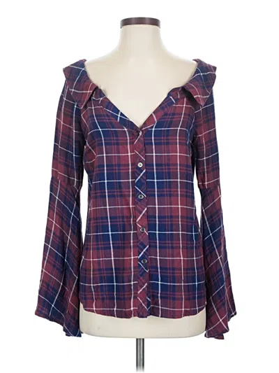 Pre-owned Nine Britton Long Sleeve Blouse In Burgundy