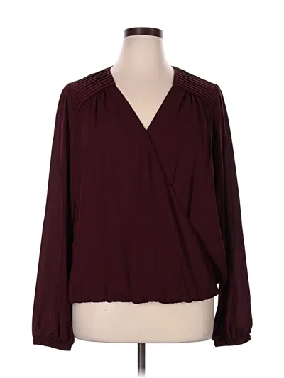 Pre-owned Nine Britton Long Sleeve Blouse In Burgundy
