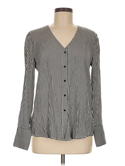 Pre-owned Nine Britton Long Sleeve Blouse In Gray