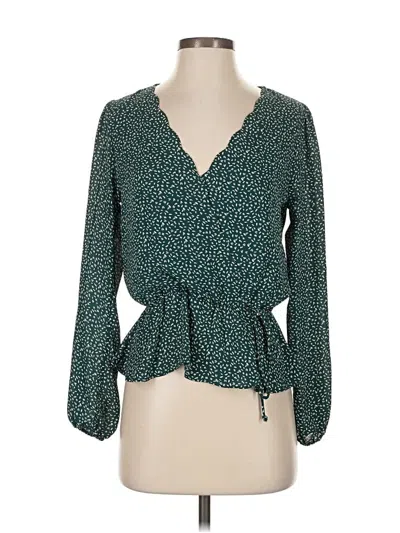 Pre-owned Nine Britton Long Sleeve Blouse In Green