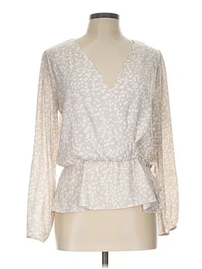 Pre-owned Nine Britton Long Sleeve Blouse In Ivory
