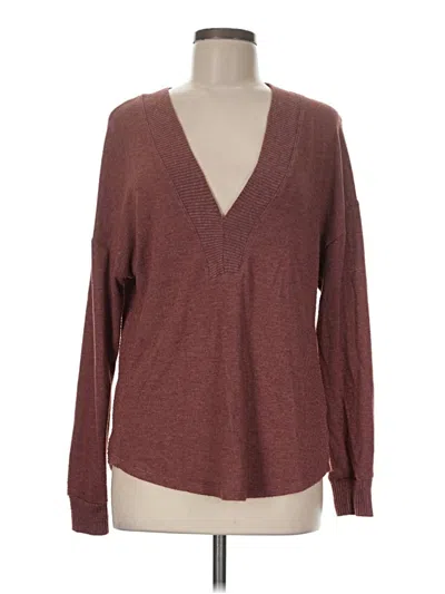 Pre-owned Nine Britton Long Sleeve Henley Shirt In Burgundy