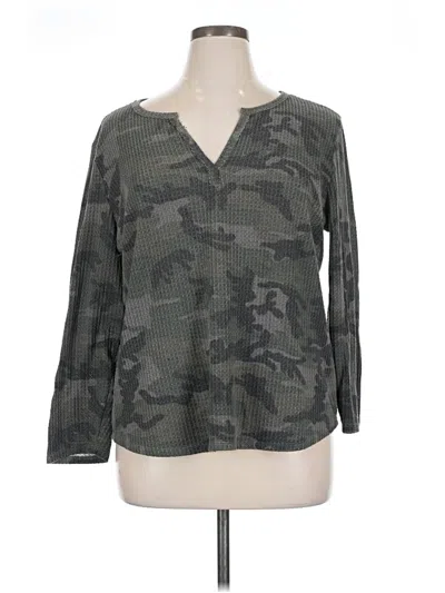 Pre-owned Nine Britton Long Sleeve Henley Shirt In Green