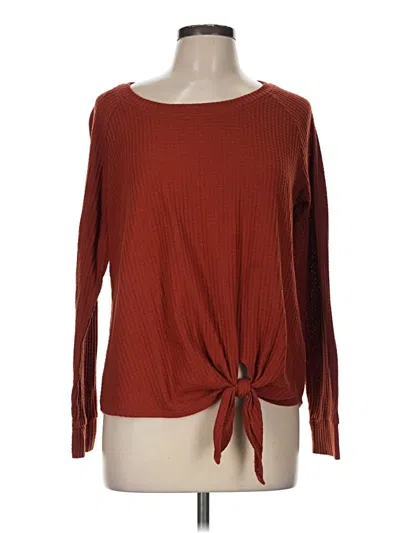 Pre-owned Nine Britton Long Sleeve Top Burgundy Boatneck Tops