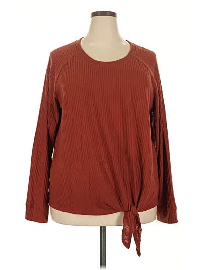 Pre-owned Nine Britton Long Sleeve Top Burgundy Crew Neck Tops