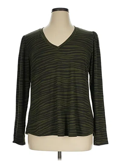 Pre-owned Nine Britton Long Sleeve Top Green V-neck Tops