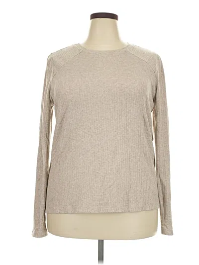 Pre-owned Nine Britton Long Sleeve Top Tan Crew Neck Tops