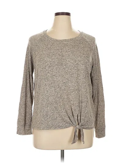 Pre-owned Nine Britton Long Sleeve Top Tan Crew Neck Tops In Brown