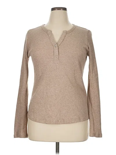 Pre-owned Nine Britton Long Sleeve Top Tan V-neck Tops