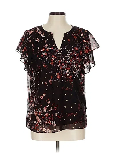 Pre-owned Nine Britton Short Sleeve Blouse In Black